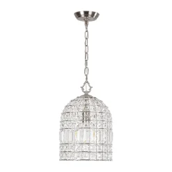 French Antique Brass Crystal Cage Chandelier