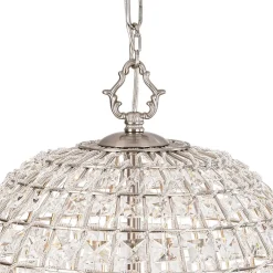 French Antique Brass Crystal Cage Chandelier