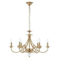 French Classic Brass Scrolling Candle Style Chandelier