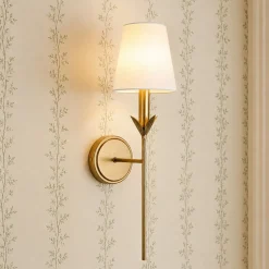 French Country 1-Light Fabric Conical Vanity Wall Sconce