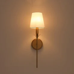 French Country 1-Light Fabric Conical Vanity Wall Sconce