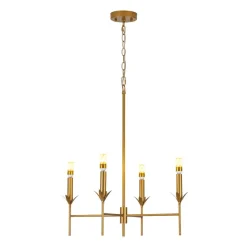 French Country 4-Light Fabric Round Candle Style Chandelier
