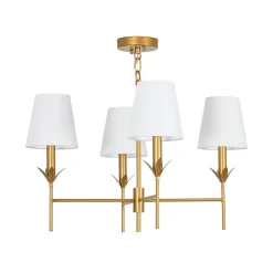 French Country 4-Light Fabric Round Candle Style Chandelier
