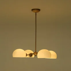 French Country 4-Light Frosted Glass Round Sputnik Chandelier