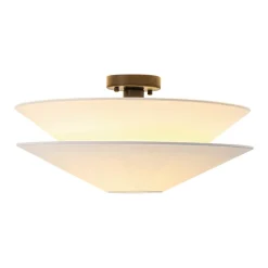 French Country 2-Tier White Linen Conical Semi Flush Mount