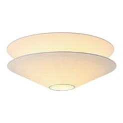 French Country 2-Tier White Linen Conical Semi Flush Mount