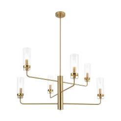 French Cylinder Ribbed Glass Round Tiered Candle Chandelier