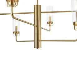 French Cylinder Ribbed Glass Round Tiered Candle Chandelier