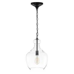 French Farmhouse 1-Light Glass Bell Kitchen Pendant Light