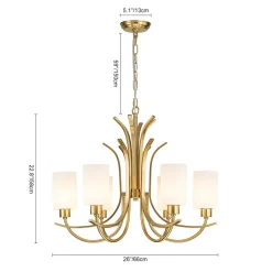 French 6-Light Frosted Glass Shade Scrolling Chandelier
