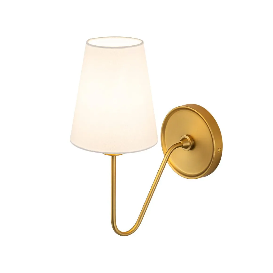French 1-Light White Linen Conical Vanity Wall Sconce