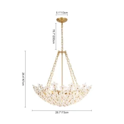 French Luxe Brass Bloom Crystal Floral Basket Chandelier