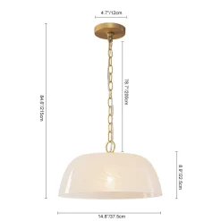 French Luxe 1-Light White Clouded Glass Round Pendant