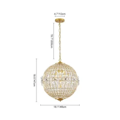 French Luxury Brass Floral Crystal Globe Chandelier