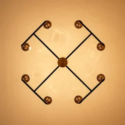 French Modern Iron 8-Light Candle Chandelier