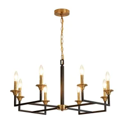 French Modern Iron 8-Light Candle Chandelier