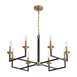 French Modern Iron 8-Light Candle Chandelier