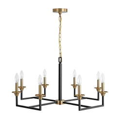 French Modern Iron 8-Light Candle Chandelier