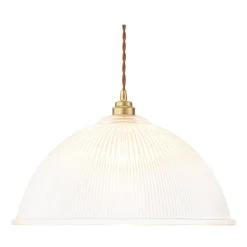 French Retro 1-Light Clear Ribbed Glass Dome Pendant