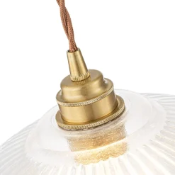 French Retro 1-Light Clear Ribbed Glass Dome Pendant