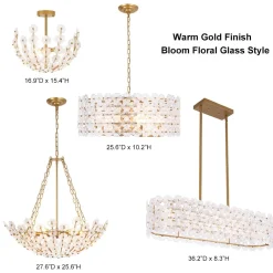 French Sculpture Brass Bloom Glass Floral Semi Flush Mount