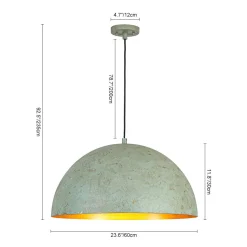 French Shabby Chic Weathered Patina Green Oversized Dome Pendant