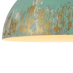 French Vintage Weathered Gilded Oversized Iron Dome Pendant