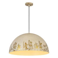 French Vintage Weathered Gilded Oversized Iron Dome Pendant