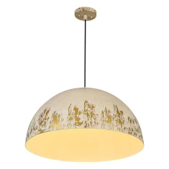 French Vintage Weathered Gilded Oversized Iron Dome Pendant