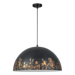 French Vintage Weathered Gilded Oversized Iron Dome Pendant