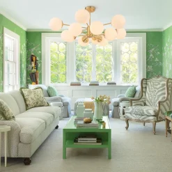 Frosted Glass Bubble 2-Tier Sputnik Semi Flush Chandelier