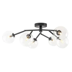 Funky Branch Style 6-Light Clear Glass Bubble Semi Flush Mount
