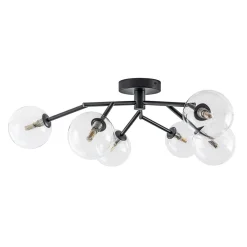 Funky Branch Style 6-Light Clear Glass Bubble Semi Flush Mount