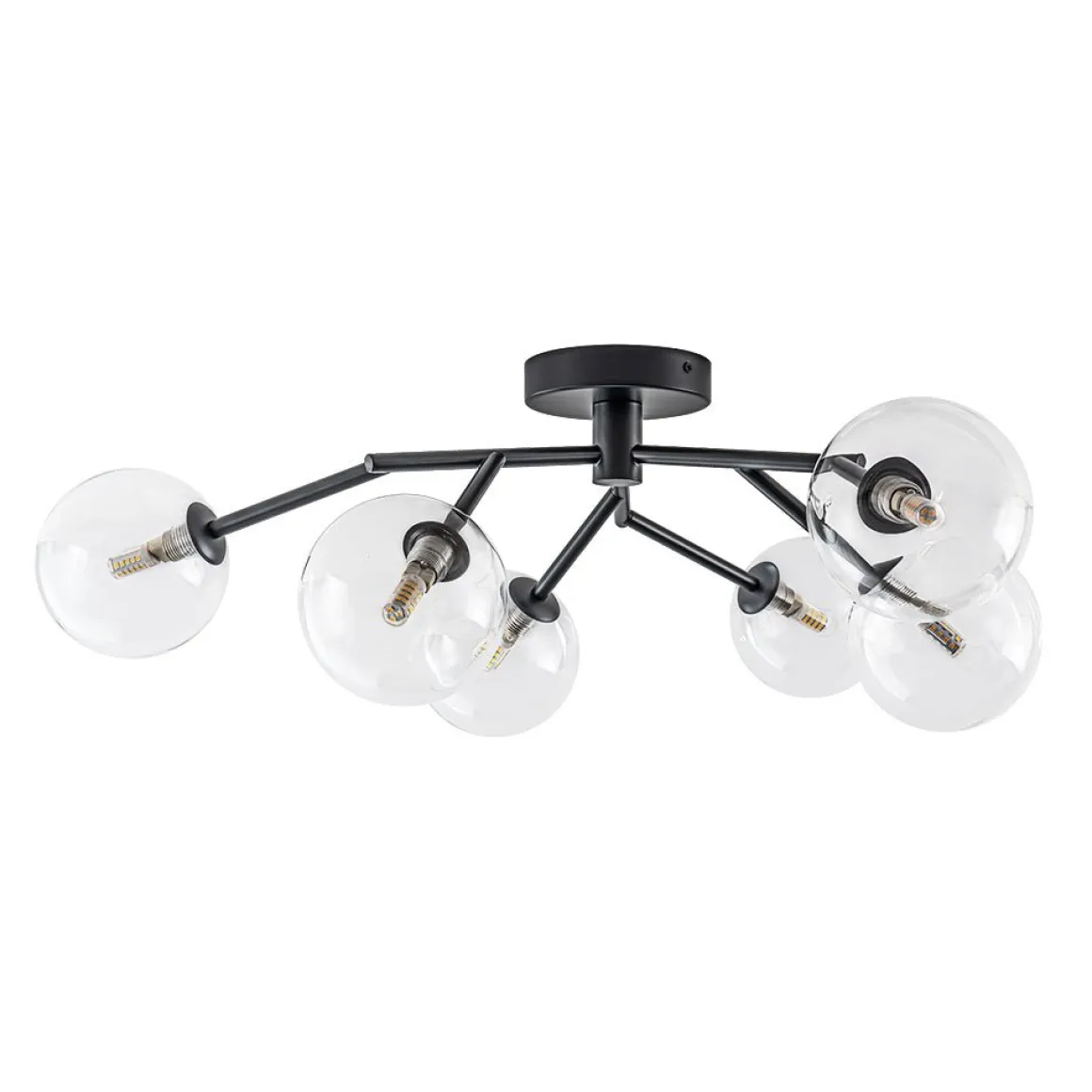 Funky Branch Style 6-Light Clear Glass Bubble Semi Flush Mount