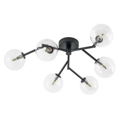 Funky Branch Style 6-Light Clear Glass Bubble Semi Flush Mount