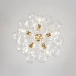 Funky Cluster Clear Faceted Glass Orb Bubble Chandelier