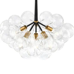Funky Cluster Clear Faceted Glass Orb Bubble Chandelier