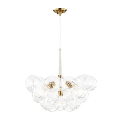 Funky Cluster Clear Faceted Glass Orb Bubble Chandelier