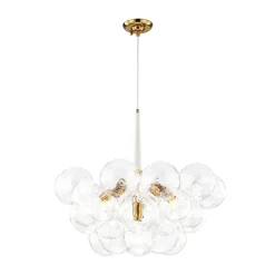 Funky Cluster Clear Faceted Glass Orb Bubble Chandelier