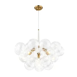 Funky Cluster Clear Faceted Glass Orb Bubble Chandelier