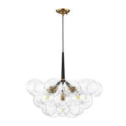 Funky Cluster Clear Faceted Glass Orb Bubble Chandelier