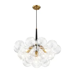 Funky Cluster Clear Faceted Glass Orb Bubble Chandelier