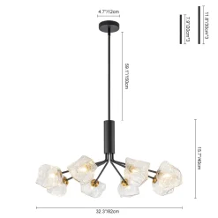 Funky Eclectic Frozen Icy Style Black Sputnik Chandelier
