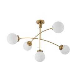 Funky 5-Light Seesaw Arched Arm Glass Globe Semi Flush Chandelier