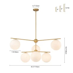 Funky Linear Sputnik Opal Glass Globe Tier Bubble Chandelier