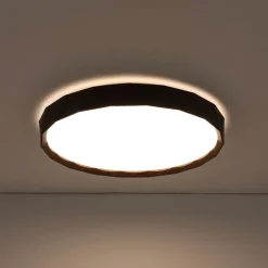 Geometric Wood Style Dimmable LED Flush Mount Light