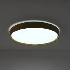 Geometric Wood Style Dimmable LED Flush Mount Light