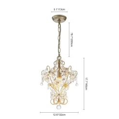 Glam Bloom Floral Crystal Accented Cage Pendant Light