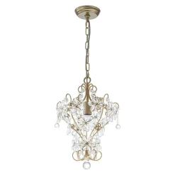 Glam Bloom Floral Crystal Accented Cage Pendant Light