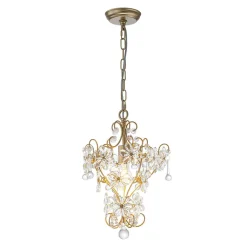 Glam Bloom Floral Crystal Accented Cage Pendant Light